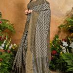 Fairytale Black Viscose Cotton Patola Silk Saree With Deserving Blouse Piece