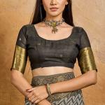 Fairytale Black Viscose Cotton Patola Silk Saree With Deserving Blouse Piece
