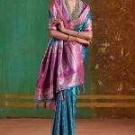 Posh Firozi Banarasi Satin Silk Saree With Resplendent Blouse