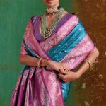 Posh Firozi Banarasi Satin Silk Saree With Resplendent Blouse