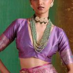 Posh Firozi Banarasi Satin Silk Saree With Resplendent Blouse