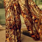 Majestic Brown Digital Printed Satin Silk Saree With Radiant Blouse Piece