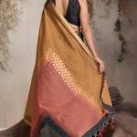 Quintessential Black and Brown Viscose Cotton Silk Saree With Fancifull Blouse Piece