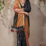 Quintessential Black and Brown Viscose Cotton Silk Saree With Fancifull Blouse Piece