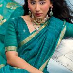 Glorious Rama Pure Munga Cotton Silk Saree With Vibrant Blouse Piece