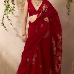 Trendy Maroon Cotton Silk Saree With Marvellous Blouse Piece