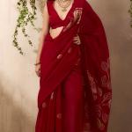 Trendy Maroon Cotton Silk Saree With Marvellous Blouse Piece