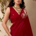 Trendy Maroon Cotton Silk Saree With Marvellous Blouse Piece