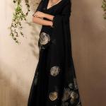 Sonorous Black Cotton Silk Saree With Impressive Blouse Piece