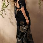 Sonorous Black Cotton Silk Saree With Impressive Blouse Piece