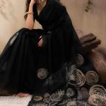 Sonorous Black Cotton Silk Saree With Impressive Blouse Piece