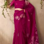 Unequalled Dark Pink Cotton Silk Saree With Bucolic Blouse Piece