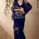 Sumptuous Navy Blue Cotton Silk Saree With Exquisite Blouse Piece