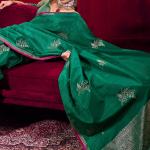 Nebula Dark Green Banarasi Satin Silk Saree With Classy Blouse