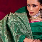 Nebula Dark Green Banarasi Satin Silk Saree With Classy Blouse