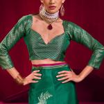Nebula Dark Green Banarasi Satin Silk Saree With Classy Blouse