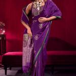 Fantabulous Purple Banarasi Satin Silk Saree With Lissome Blouse