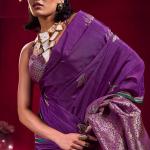 Fantabulous Purple Banarasi Satin Silk Saree With Lissome Blouse