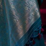 Palimpsest Rama Banarasi Satin Silk Saree With Designer Blouse