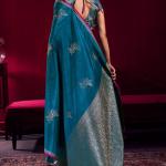 Palimpsest Rama Banarasi Satin Silk Saree With Designer Blouse