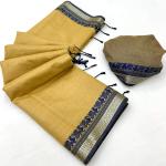 Pretty Dark Beige Cotton Silk Saree With Chatoyant Blouse Piece