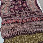 Fantabulous Purple Pure Viscose Lagdi Patta Mirror Work Ajrakh Printed Saree