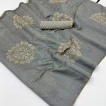 Fantabulous Grey Printed Cotton Silk Saree With Imaginative Blouse Piece