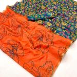Sumptuous Orange Printed Cotton Silk Saree With Scintillating Blouse Piece