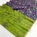 Evanescent Green Printed Cotton Silk Saree With Zephyr Blouse Piece