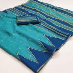 Panache Sky Printed Cotton Silk Saree With Staring Blouse Piece