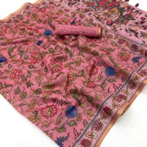 Invaluable Pink Printed Cotton Silk Saree With Fugacious Blouse Piece