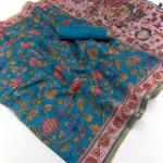 Nemesis Firozi Printed Cotton Silk Saree With Mesmeric Blouse Piece
