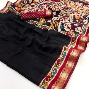 Enchanting Black Printed Mul Cotton Saree With Demanding Blouse Piece