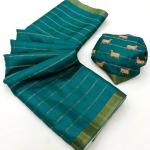 Mesmeric Rama Printed Tussar Silk Saree With Prodigal Blouse Piece