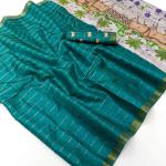 Mesmeric Rama Printed Tussar Silk Saree With Prodigal Blouse Piece
