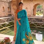 Unequalled Firozi Pure Munga Cotton Silk Saree With Conflate Blouse Piece