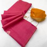 Scrupulous Dark Pink Pure Munga Cotton Silk Saree With Rhapsody Blouse Piece