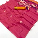 Scrupulous Dark Pink Pure Munga Cotton Silk Saree With Rhapsody Blouse Piece