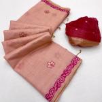 Energetic Pink Pure Munga Cotton Silk Saree With Hypnotic Blouse Piece