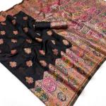 Majesty Black Pashmina Silk Saree With Improbable Blouse Piece