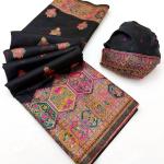 Majesty Black Pashmina Silk Saree With Improbable Blouse Piece