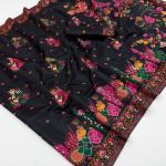 Sensational Black Pashmina Silk Saree With Evanescent Blouse Piece