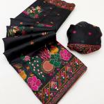 Sensational Black Pashmina Silk Saree With Evanescent Blouse Piece
