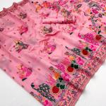 Smashing Pink Pashmina Silk Saree With Diaphanous Blouse Piece