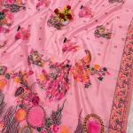 Smashing Pink Pashmina Silk Saree With Diaphanous Blouse Piece