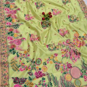Winsome Pista Pashmina Silk Saree With Amiable Blouse Piece
