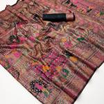 Scrupulous Black Pashmina Silk Saree With Nectarous Blouse Piece