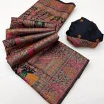 Scrupulous Black Pashmina Silk Saree With Nectarous Blouse Piece
