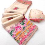 Proficient Beige Pashmina Silk Saree With Dulcet Blouse Piece