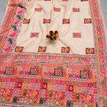 Proficient Beige Pashmina Silk Saree With Dulcet Blouse Piece